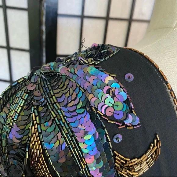 80'S CASADEI Ruched Beaded & Sequined Party Dress Size 4 - Picture 4 of 15